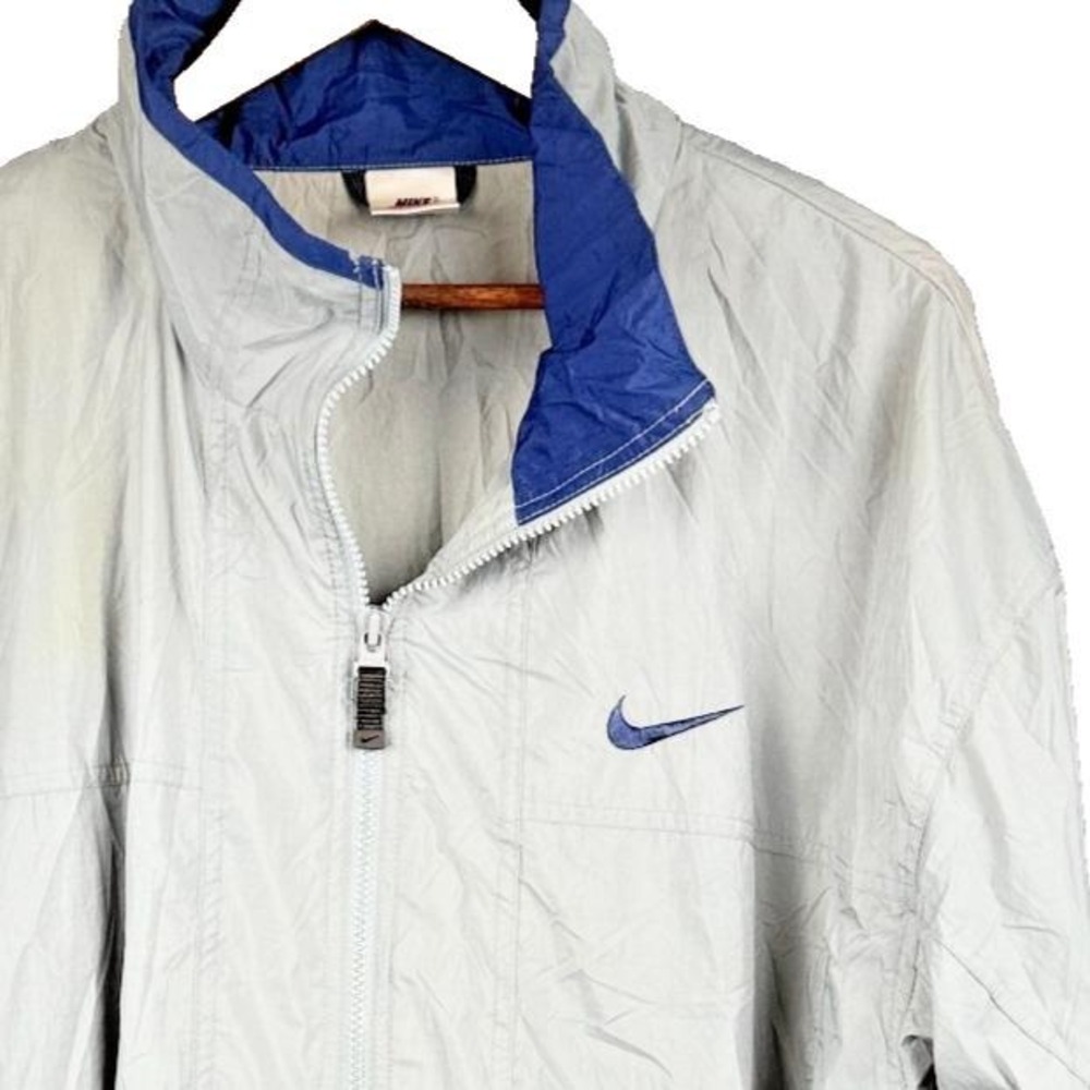 Nike Vintage 90s Full Zip Windbreaker Jacket Nylon Swoosh XXL Gray
